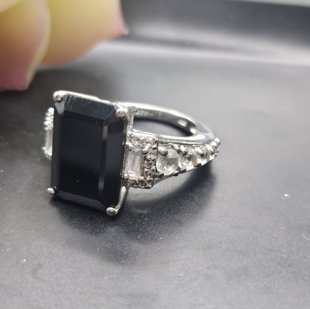 Thai Black Spinel and Topaz Ring